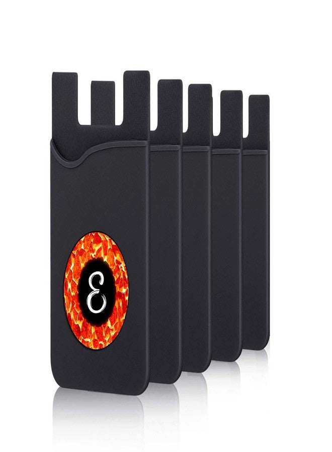 Plan To Gift Set of 3 Cell Phone Card Wallet, Silicone Phone Card Id Cash Wallet with 3M Adhesive Stick-on Alphabet E Red Fire Printed Designer Mobile Wallet for Your Phone & Tablet - Image 4